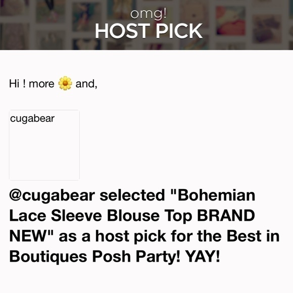 Bohemian Lace Sleeve Blouse Top BRAND NEW (Host Pick) - Picture 2 of 5